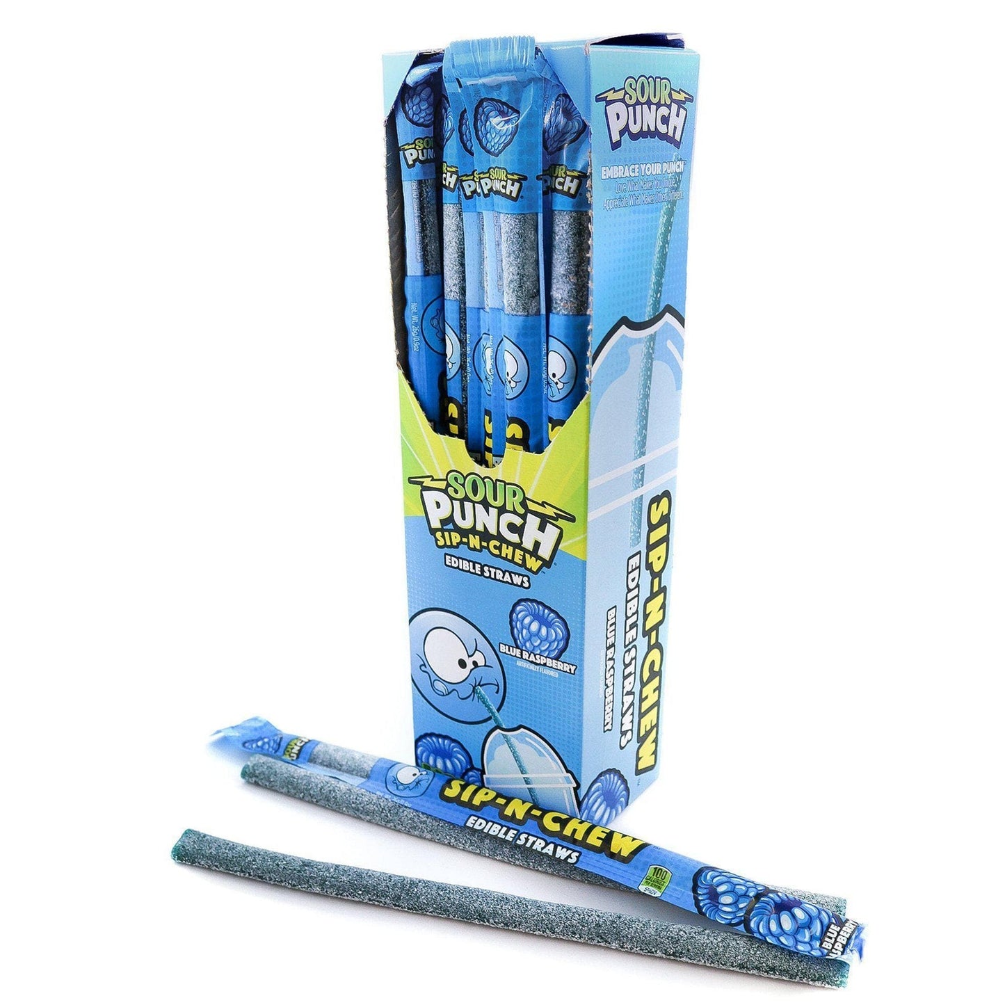 Sour Punch Sip N Chew Straws - Blue Raspberry 26g