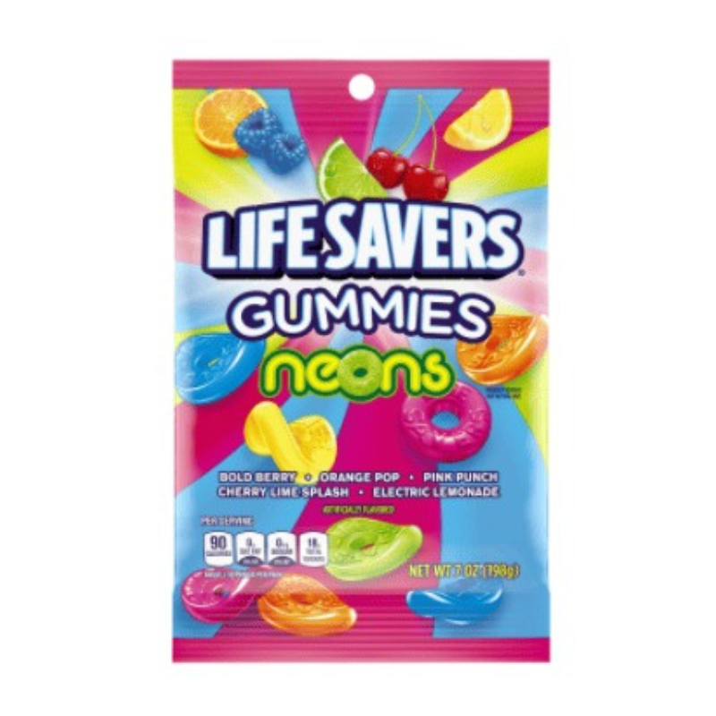 US - Peg Bag - Lifesavers GUMMIES - Neons 198g