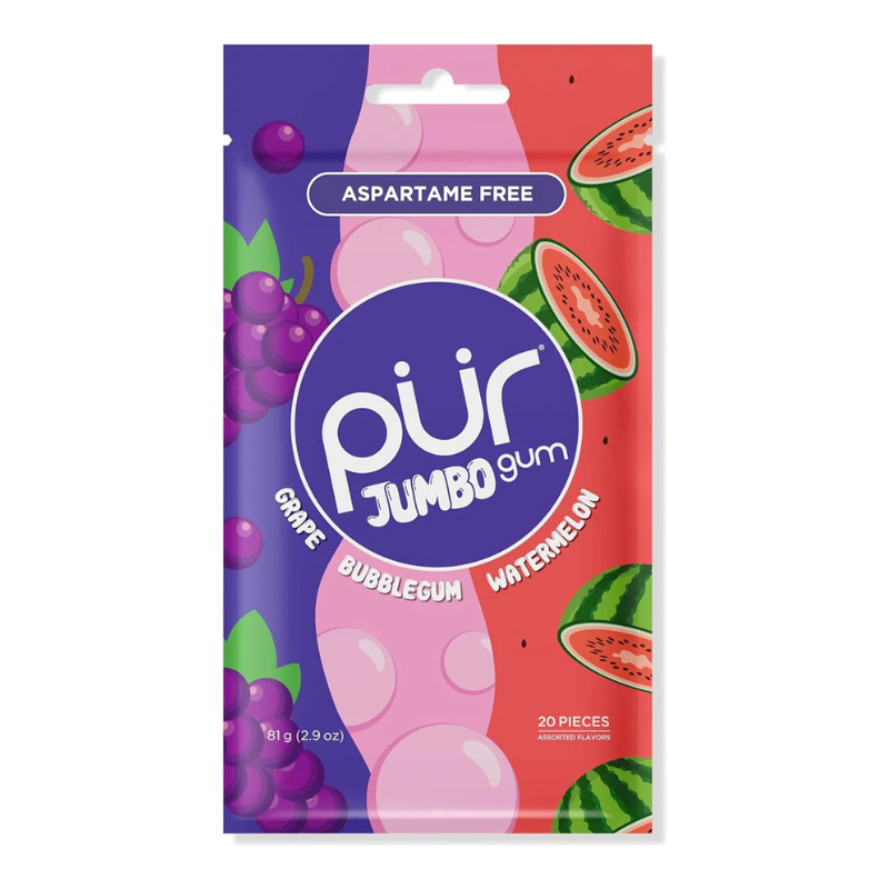 Pur Jumbo Gum Grape Bubblegum Watermelon 20pcs