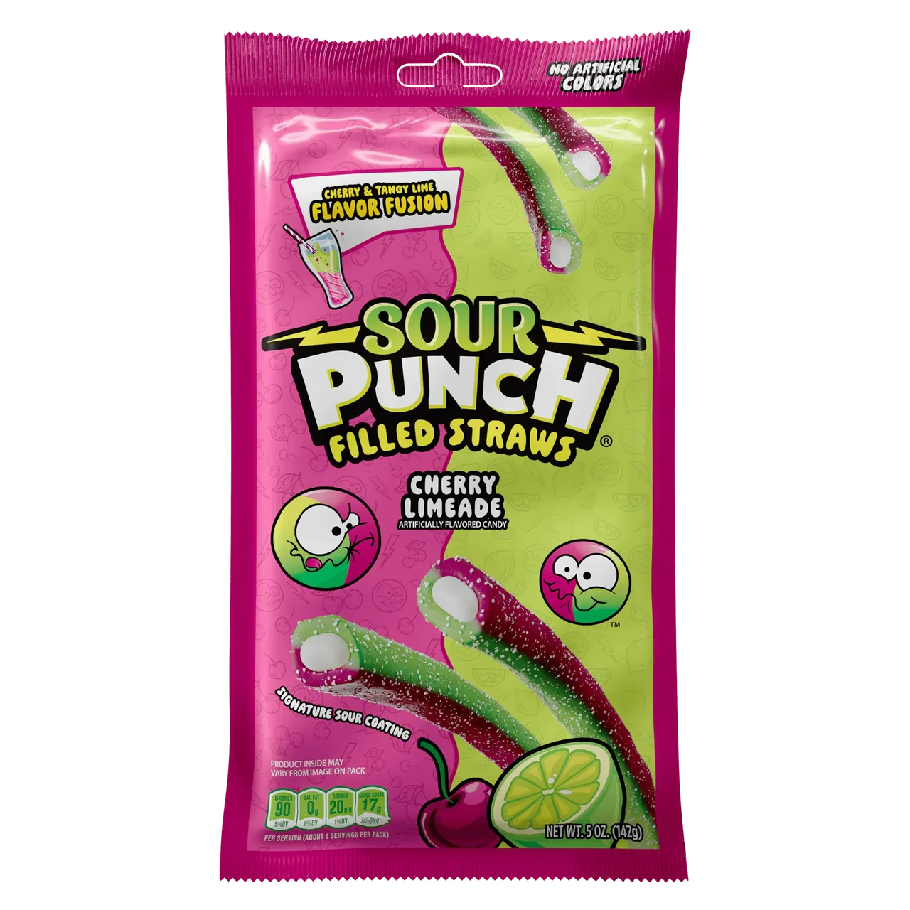 Sour Punch Filled Straws Cherry Limeade Peg Bag 142g