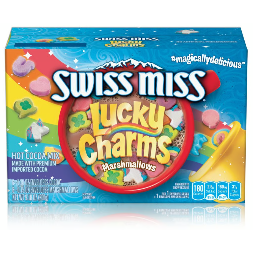 US - CASE - Swiss Miss Hot Cocoa Mix with Lucky Charms Marshmallows 6-PK