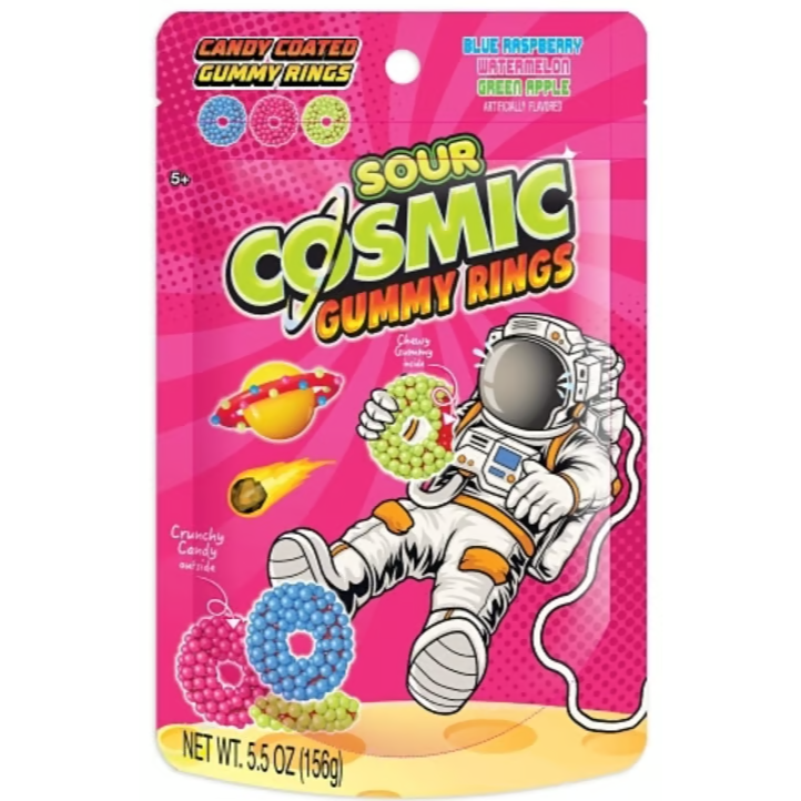 China - Cosmic Candy Coated Gummy SOUR Rings - 156g