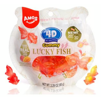 China - Amos 4D Gummy Lucky Fish Sub Bag 112g