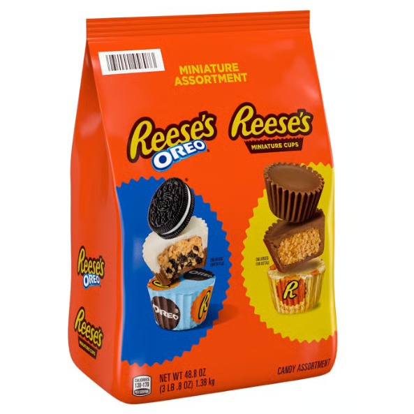Reeses Oreo Milk Chocolate Miniatures Peanut Butter Cups Assortment Sub Bag - 1.38kg