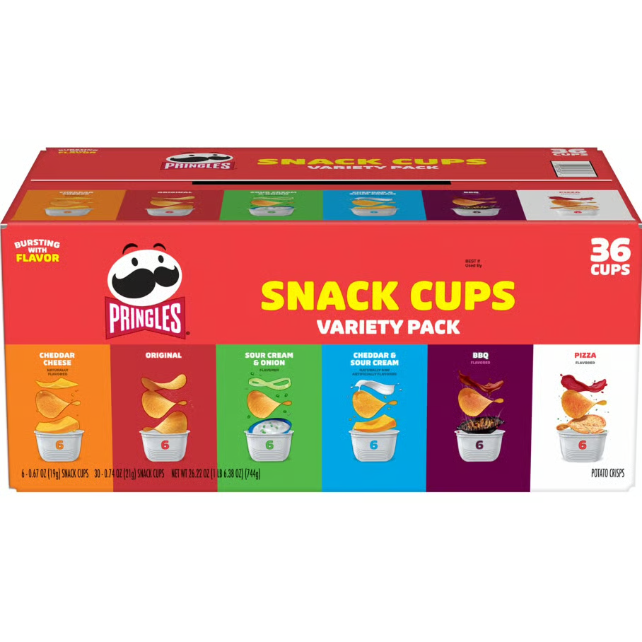 Pringles Snack Cups Variety Box (36 Pack) 744g