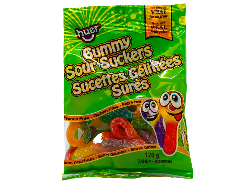 Huer Gummy Sour Suckers 120g