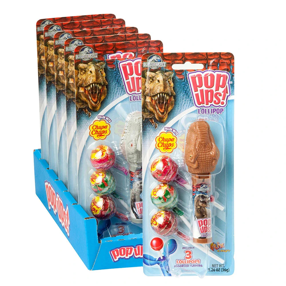 Flix Candy Pop Ups Lollipop Jurassic World - 6ct