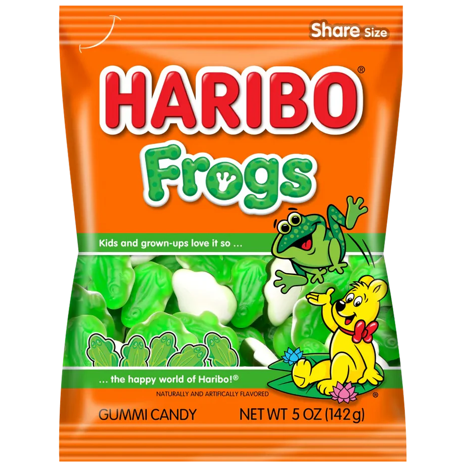 Haribo Frogs Gummi Candy Peg Bag 142g