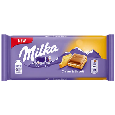 Milka Cream and Biscuits Bar 100g