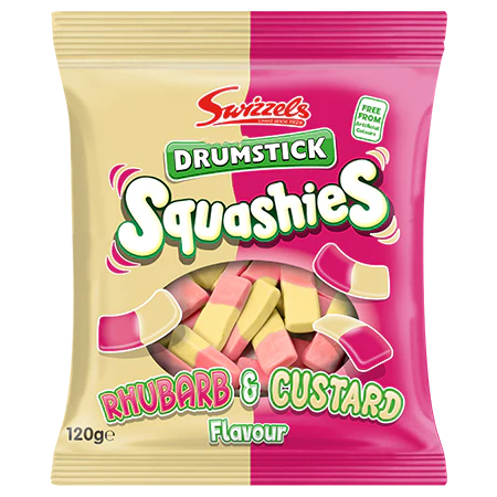 Swizzels Drumstick Squshies Rhubarb and Custard 120g
