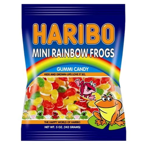Haribo Mini Rainbow Frogs Gummi Candy Peg Bag 142g