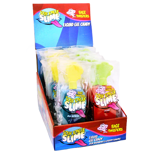 Face Twisters Sour Tongue Slime Blue Raspberry and Cherry 40g