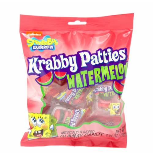 Spongebob Squarepants Gummy Krabby Patties Watermelon Peg Bag 72g