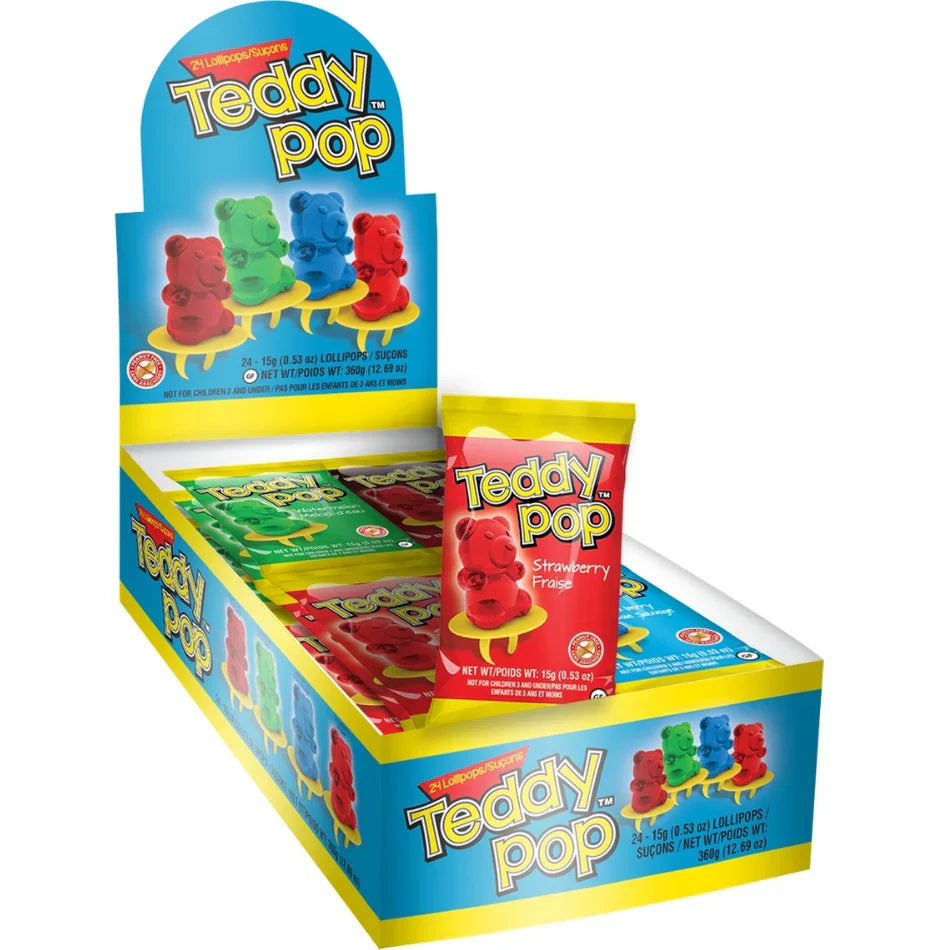 Exclusive Brands Teddy Pop Lollipops - 24ct