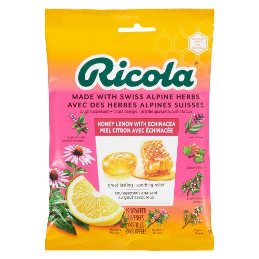 Ricola Honey Lemon with Echinacea Cough Drops Peg Bag 19ct