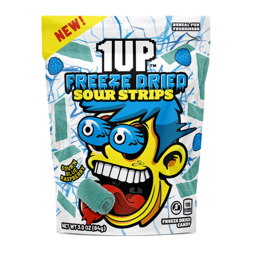 1Up Freeze Dried Sour Strips Blue Raspberry 85g - Case of 10