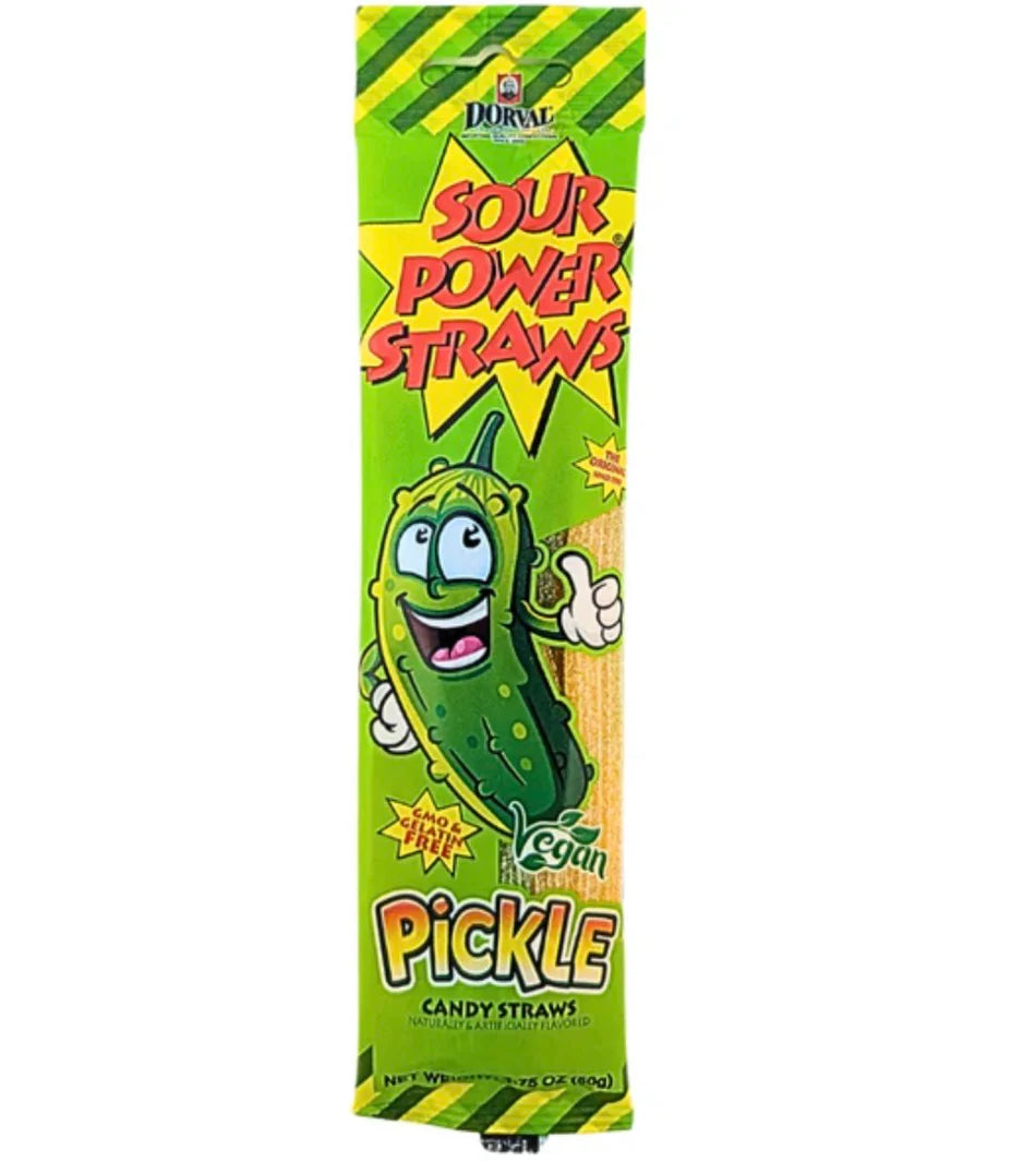 Dorval Sour Power Pickle Candy Straws - 24ct