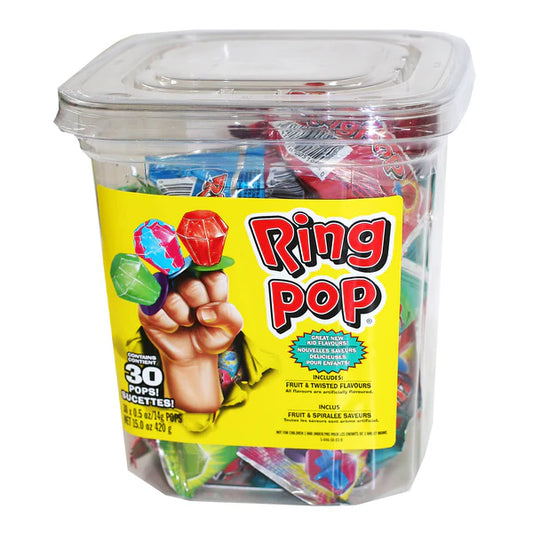 Bazooka Ring Pop Fruit Twisted Candy - 30ct