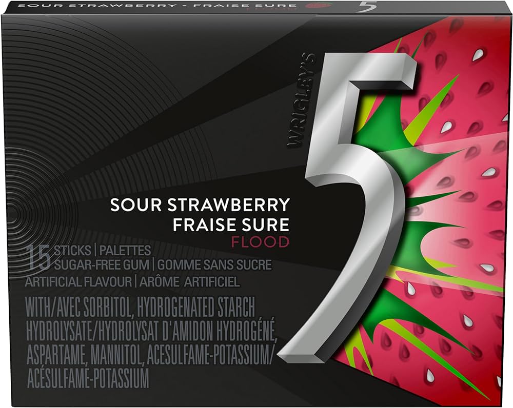 Wrigley's 5 Sour Strawberry 15 Sticks