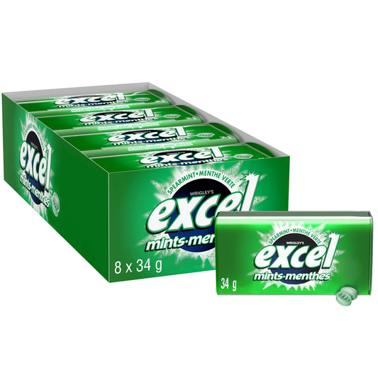Wrigley's Excel Mints Spearmint Gum 34g - 8ct