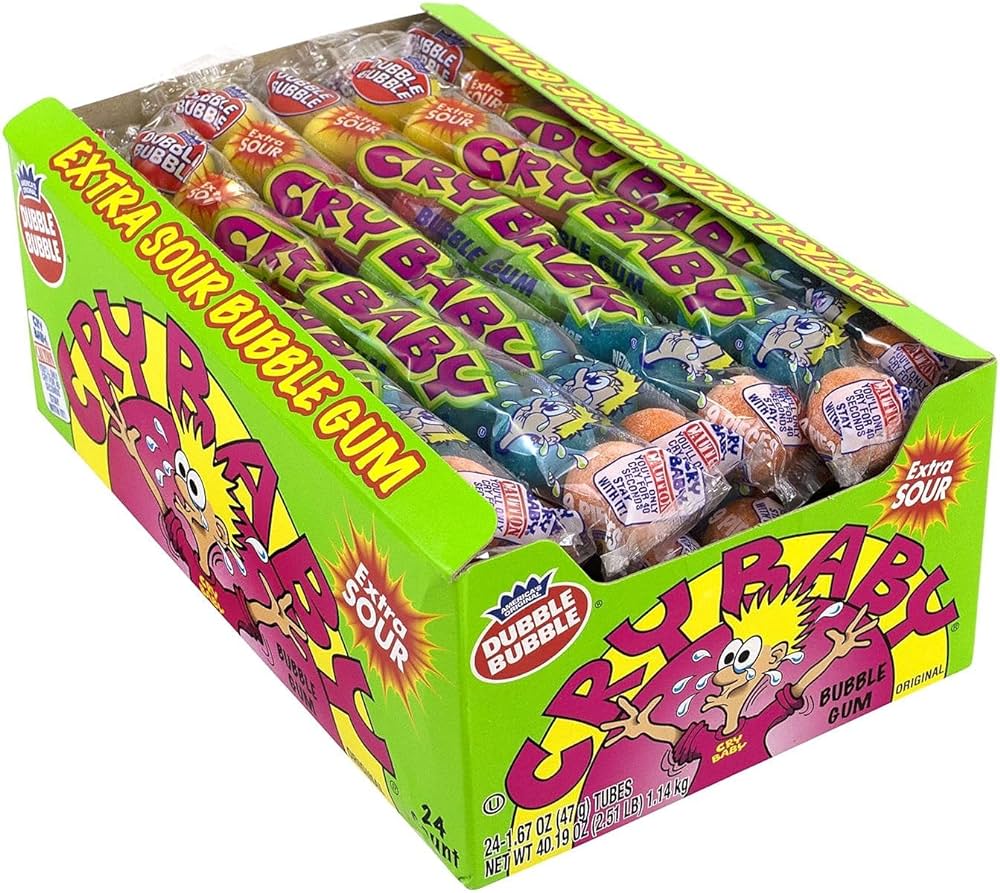 Dubble Bubble Cry Baby Extra Sour 6 piece Assorted Gumballs