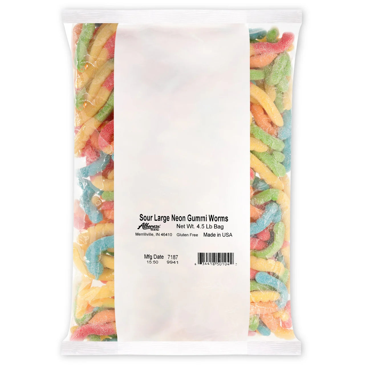 Albanese Sour Large Neon Gummi Worms 2042g