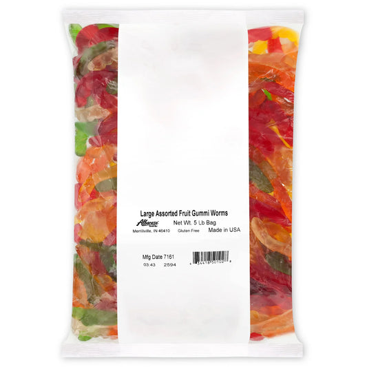 Albanese Large Assorted Gummi Worms 4 inch - 2268g
