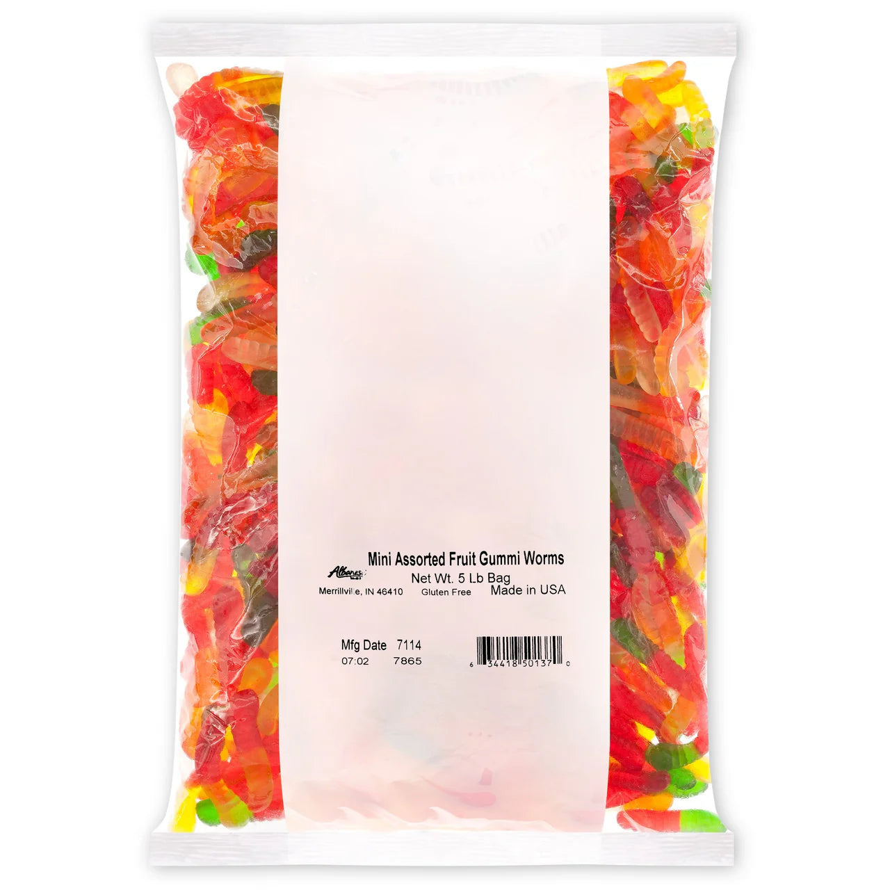 Albanese Mini Assorted Gummi Worms 2 inch - 2267g