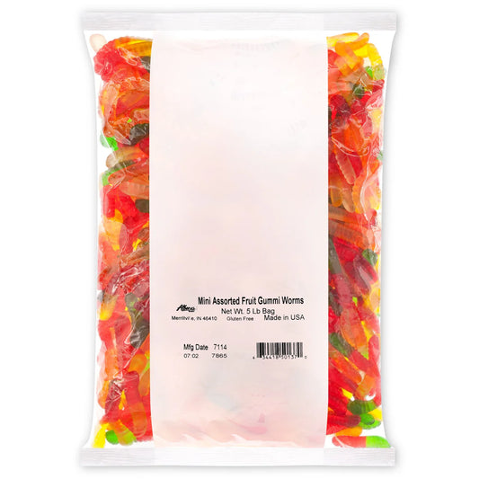 Albanese Mini Assorted Gummi Worms 2 inch - 2267g