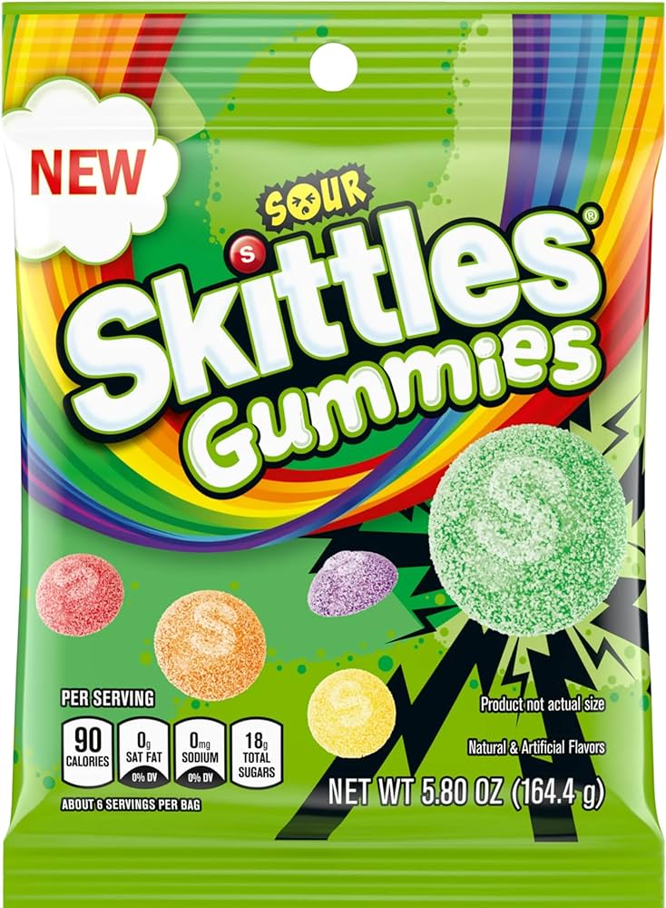 Skittles Sour Gummies Peg Bag