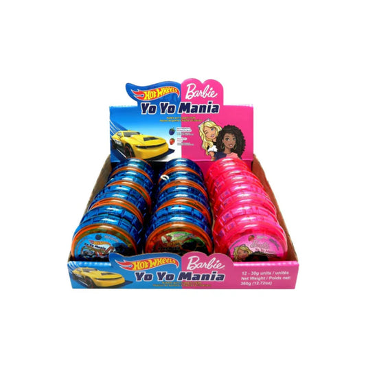 Exclusive Brands Hot wheels & Barbie Yoyo Mania Candy - 12ct