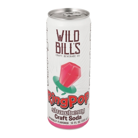 BEVERAGE - Wild Bill Soda Ring Pop - Strawberry 12 fl oz (355ml) x 12 Units