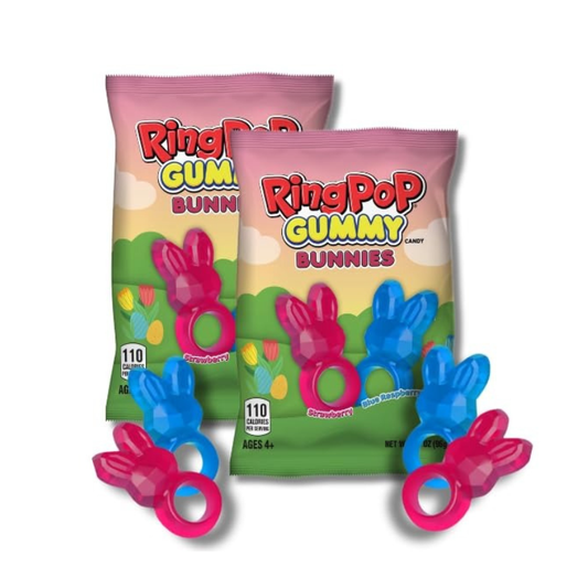 Easter - Bazooka Ring Pop Gummy Bunnies Peg Bag - 96g