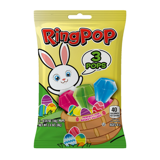 Easter - Topps Ring Pop 3 Pops Tray - 28g
