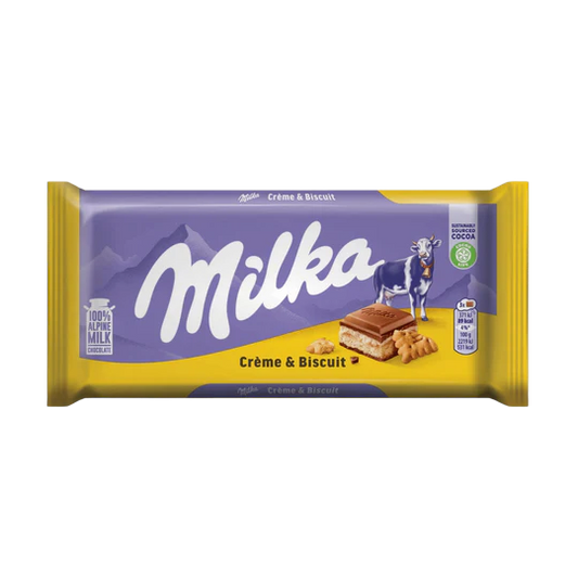 Milka Chocolate Bar - Crème et Biscuits - 100g