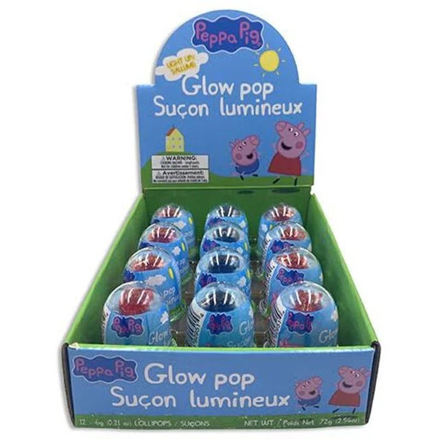 Exclusive Brands Peppa Pig Glow Pop Candy - 12ct