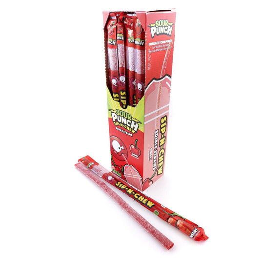 Sour Punch Sip N Chew Straws - Cherry Straw 26g