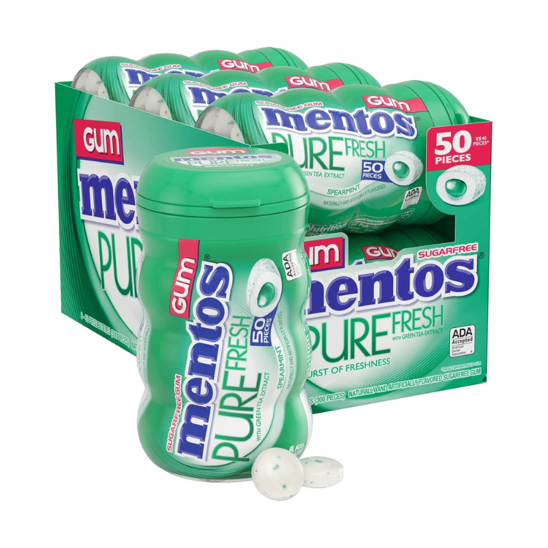 Mentos Pure Fresh Spearmint Gum 50pcs