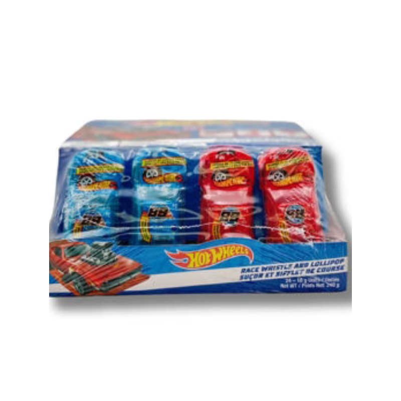 Exclusive Brands Hot Wheels Race Whistle & Lollipop - 24ct