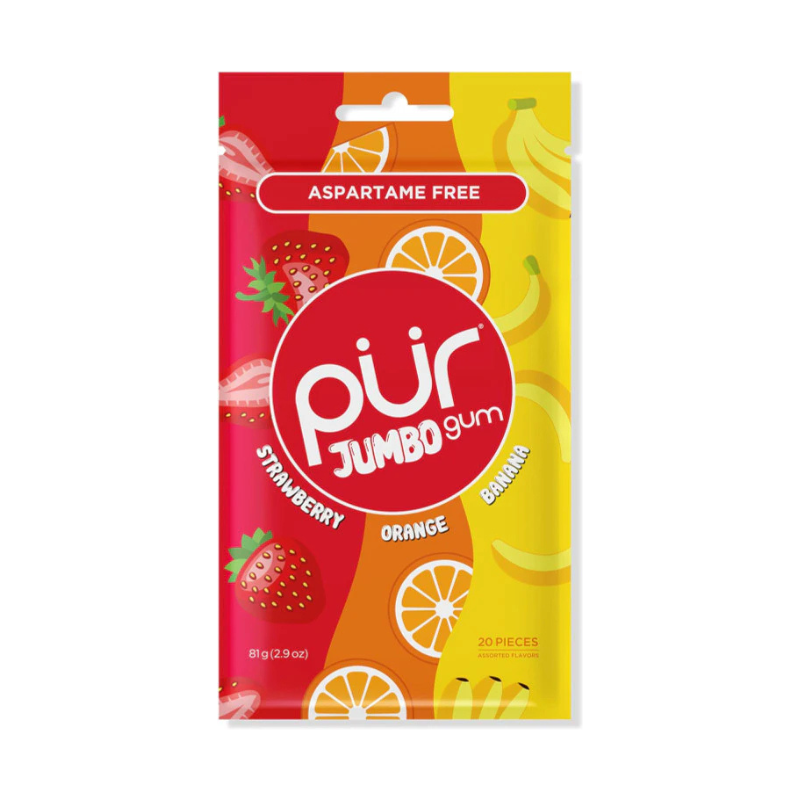 Pur Jumbo Gum Strawberry Orange Banana 20pcs