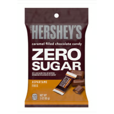 HERSHEYS ZERO SUGAR (Sugar Free) Caramel Chocolate Peg Bag -85g