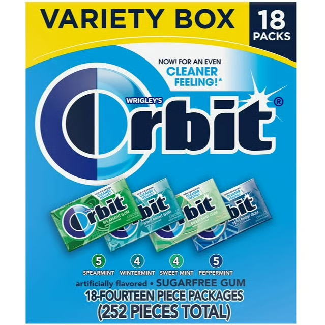 US - Gum - Wrigley - Orbit Sugar Free Variety Box (18 Pack)