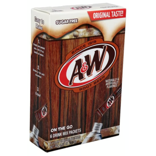 US - Drink Mix - CASE - On the Go - A&W Root beer Sugar Free 6 pockets