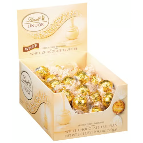 Lindt LINDOR White Chocolate Candy Truffles 60CT BOX - 720g