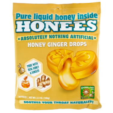 Italy- Honees Bags - Honey Ginger Liquid Cough Drops 20pc