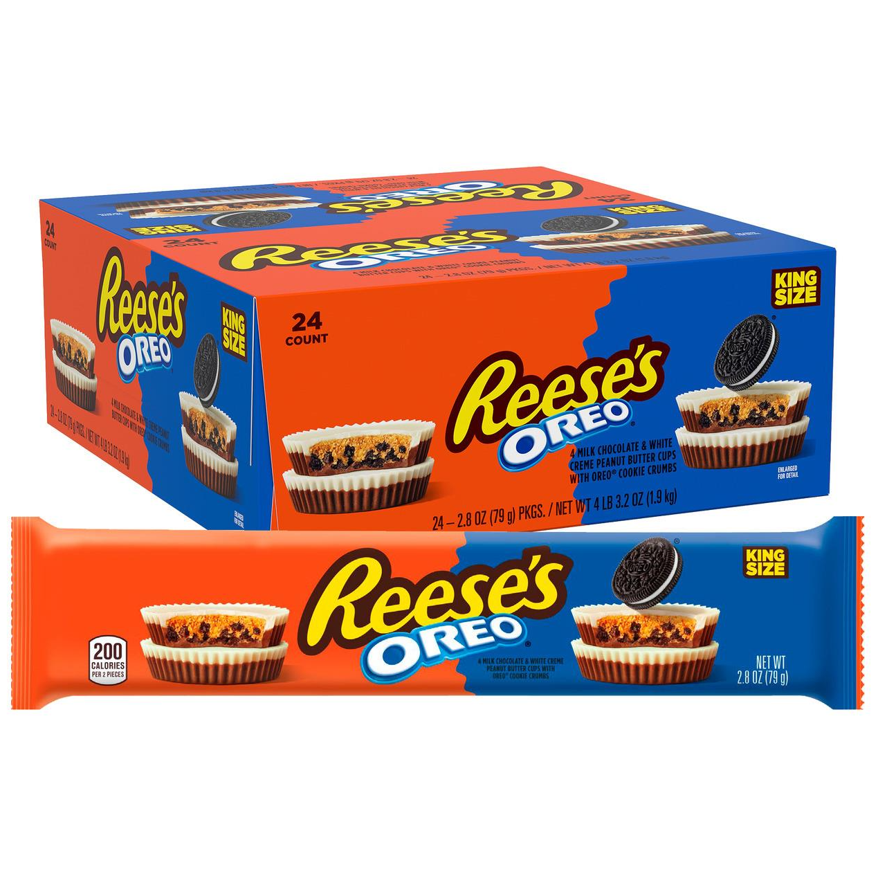 US - REESES OREO Milk Chocolate & White Creme Cups Cookies - KING SIZE - 79g