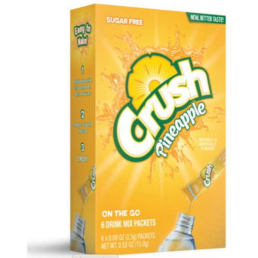 US -Drink Mix - CASE - On the Go - PINEAPPLE Crush Sugar Free 6 pockets
