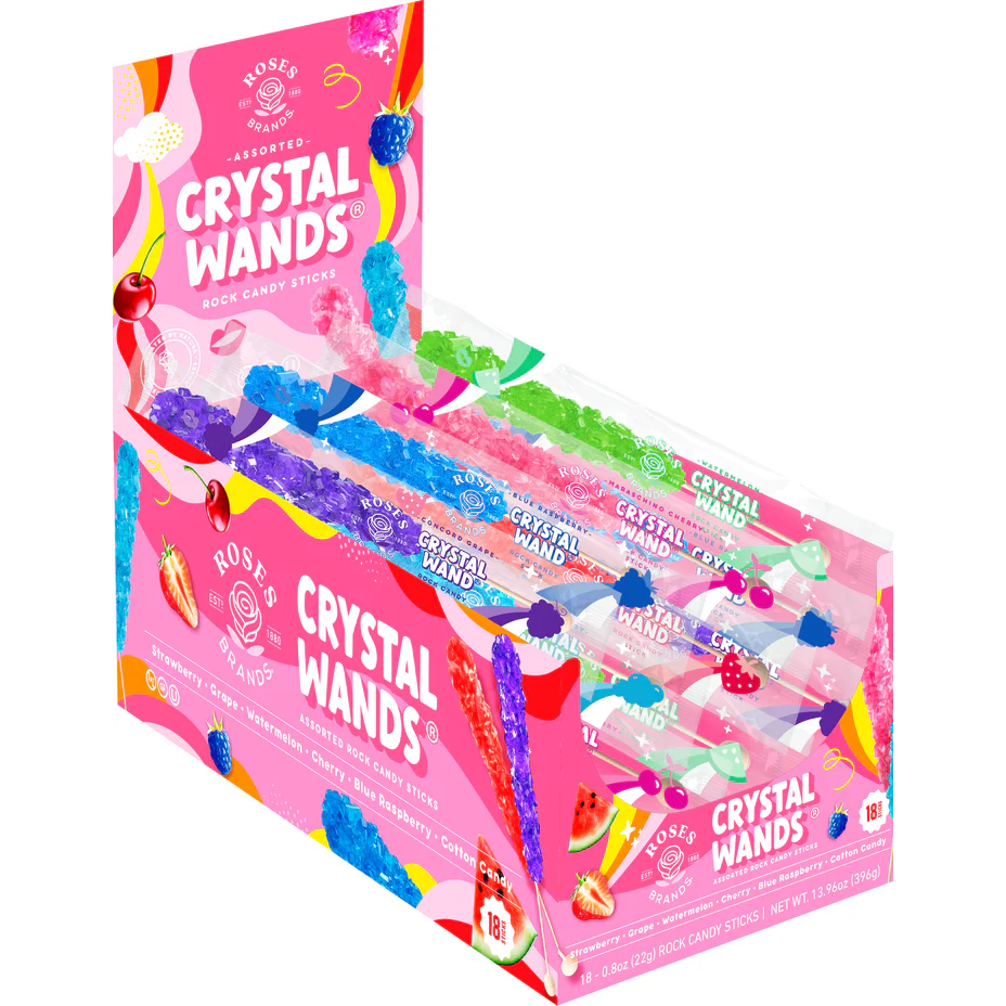 Mexico - Rock Candy 6 1/2" Crystal Wand Asst Flavour Display 22g