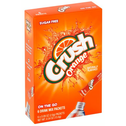US - Drink Mix - CASE - On the Go - ORANGE Crush Sugar Free 6 pockets
