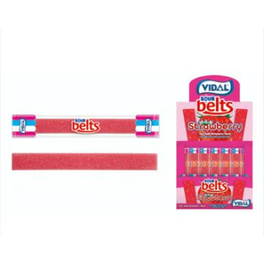 Spain - Bulk - Vidal Sour Wrapped Belts - Strawberry (150 pieces)